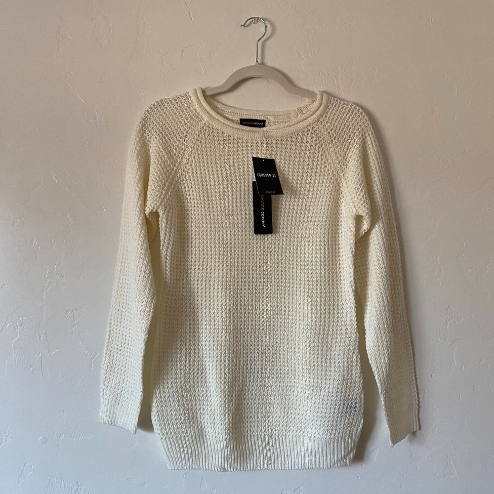 Forever 21 Ivory Waffle Knit Sweater NWT